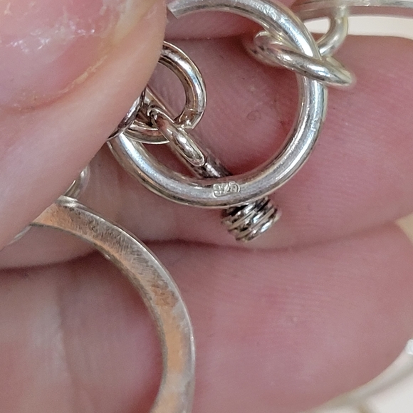 Vintage 925 continuous hoops Sterling silver toggle necklace 32g sterling silver - Picture 7 of 14